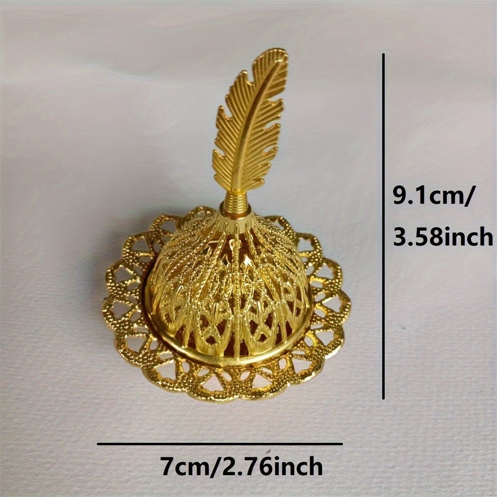 [Vintage Metal Incense Catcher Bowl] 1 Set, Metal Incense Burner, Vintage Arabic Golden Burner Catcher Holder, Incense Backflow Burner Holder Ornaments, Incense Candle Holder Ash Catcher Bowl, Desktop Miniature, Home Decor, Room Decor, Tabletop Decor, Cre