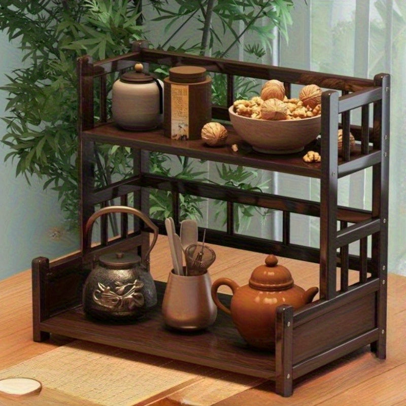 Elegant Bamboo and Wood Desktop Gap Shelf