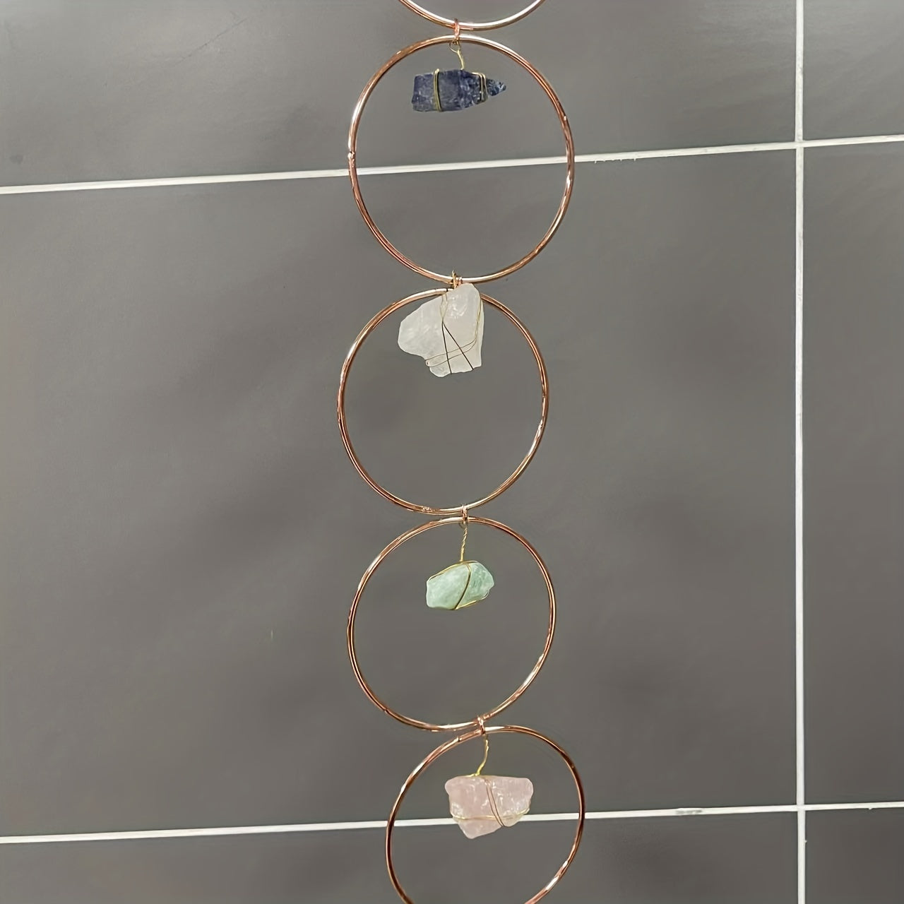 Vintage 7 Chakra Crystal Gemstone Wall Hanger - Rustic Hanging Ornament for Home Decor, Yoga & Spiritual Meditation, Natural Stones for Healing, Vintage Home Decor