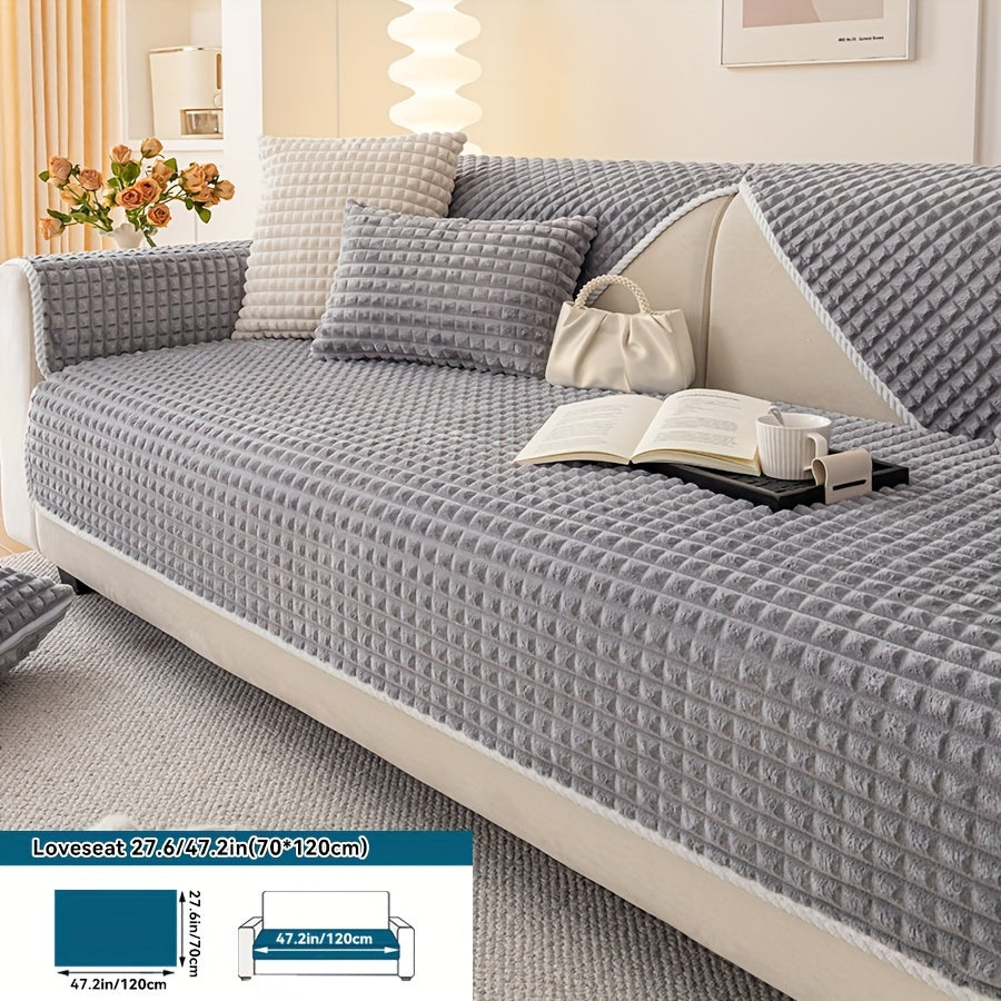1pc Plush Sofa Cover - Soft, Thick, and Pet-Friendly Couch Protector for All Seasons, Non-Slip Furniture Slipcover for 1 to 4-Seater Sofas, Beige/Light Green/Dark Gray/Black Options, Perfect for Living Room, Bedroom, or Office Decor, Sofa Protection Cover