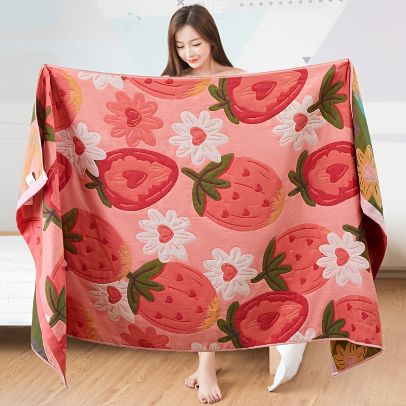[Super Absorbent Cartoon Towel] Super Absorbent 1pc Cartoon Bear & Dinosaur Themed Cotton Bath Towel - 400 GSM, Quick-Dry, Soft & Skin-Friendly, Oversized Towel/Blanket for Bathroom, Modern Style, Knit Fabric, 100% Cotton, Wash Cloths