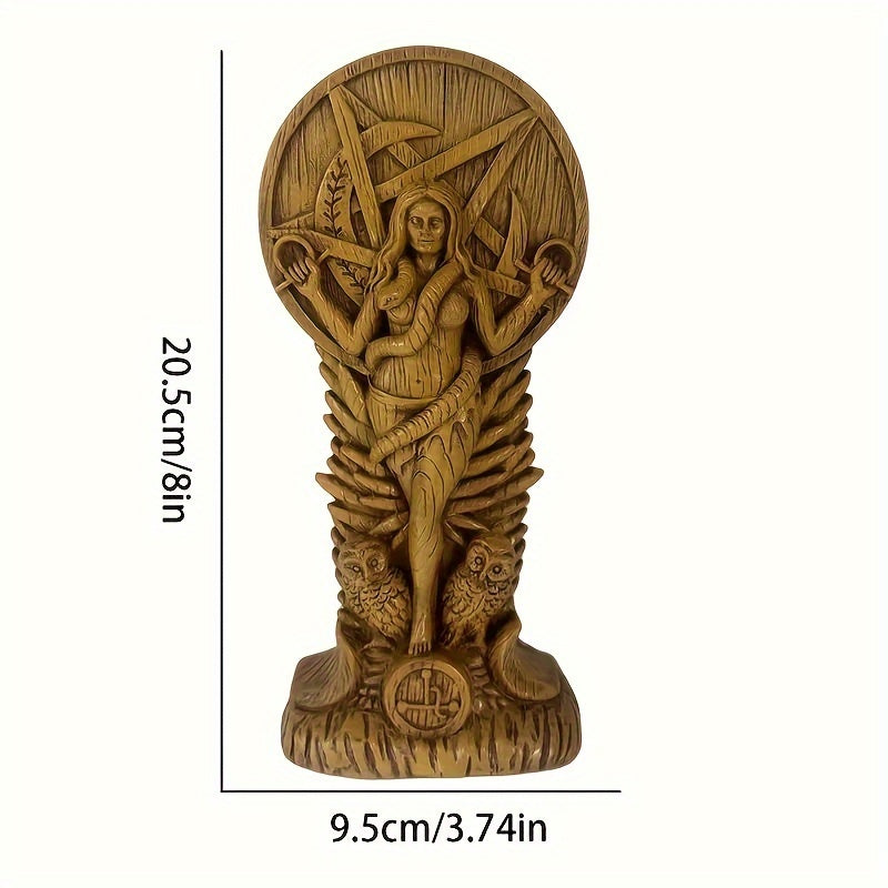 [Mystical Owl Spiritual Ornament] Resin Pagan Altar Goddess Statue, Witchcraft Snake Figurine, Wiccan Home Decor Sculpture, Mystical Owl Emblem, Spiritual Witchy Ornament