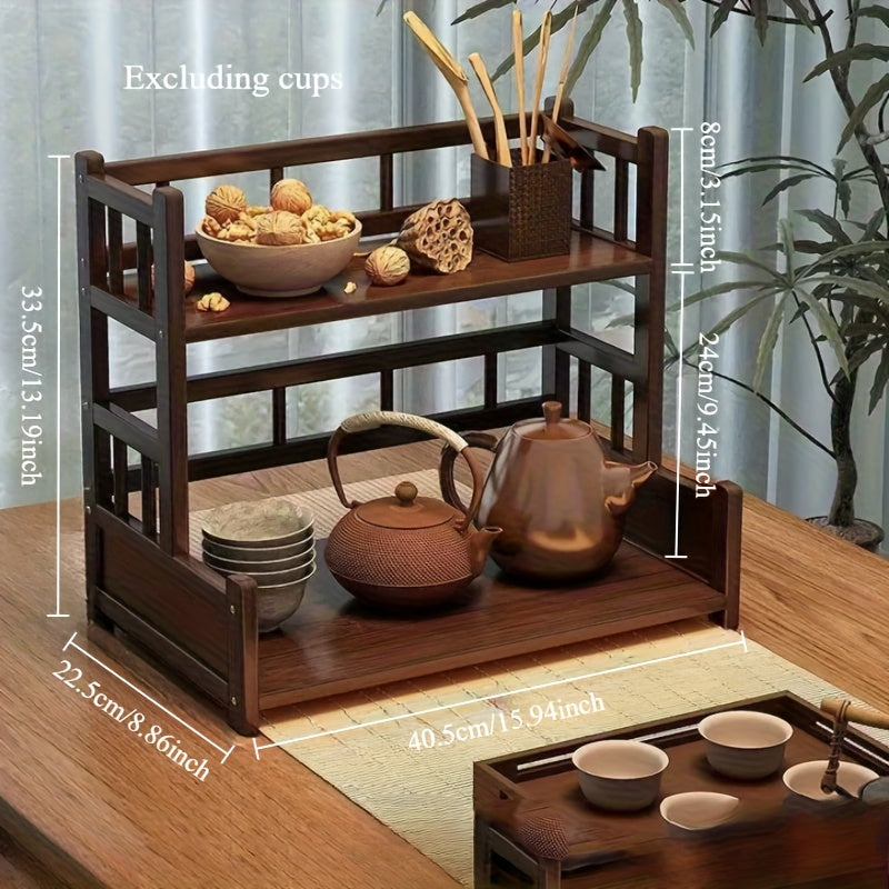 Elegant Bamboo and Wood Desktop Gap Shelf