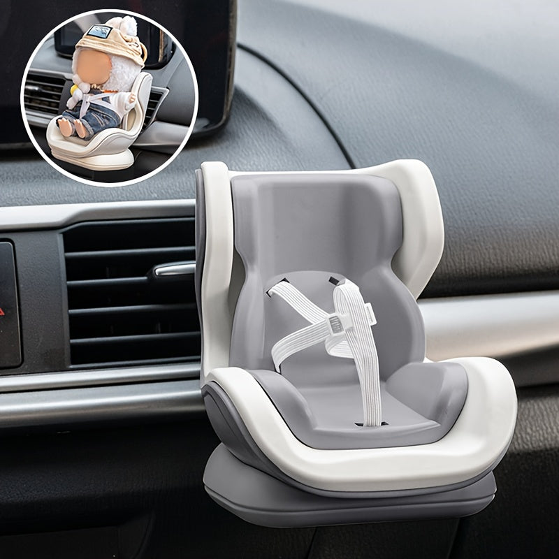 Doll Car Seat with Air Vent Clip & Desktop Stand - Pastel Pink/Blue, Secure Clip-On Base, Compatible with Labubu & 10-17cm dolls - Cute Car Interior Decor, Collector's Display Accessory for Doll enthusiasts & Mystery Box Fans, Playful Design, Wellcrafted