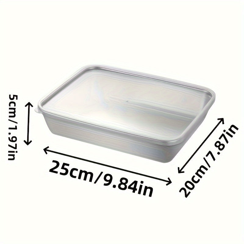 Set Of 5 Stainless Steel Food Storage Containers With Transparent Lids - Large Square Containers, Suitable For Meat, Fruits, And Vegetables - Perfect For Camping, Outdoor, And Home Use, Stackable Kitchen Organizer, Best Choice For Christmas, Perfect Gift