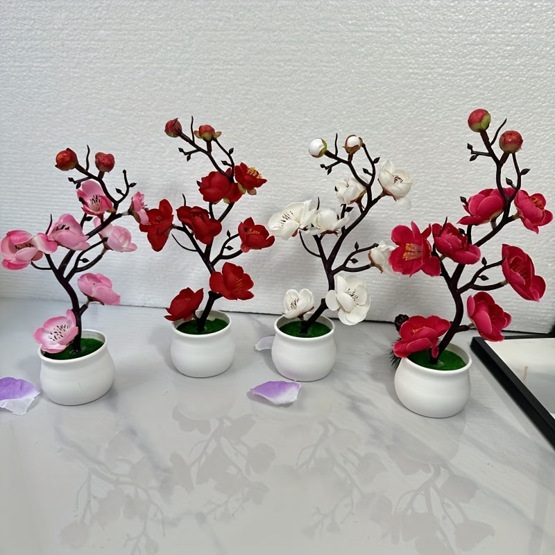 Simulated Plum Blossom Bonsai, Wax Plum Flower Bonsai, Indoor Artificial Flowers, Modern Minimalist Ornaments for Living Room Decoration, a Perfect Choice for Home Decor And Weddings.
