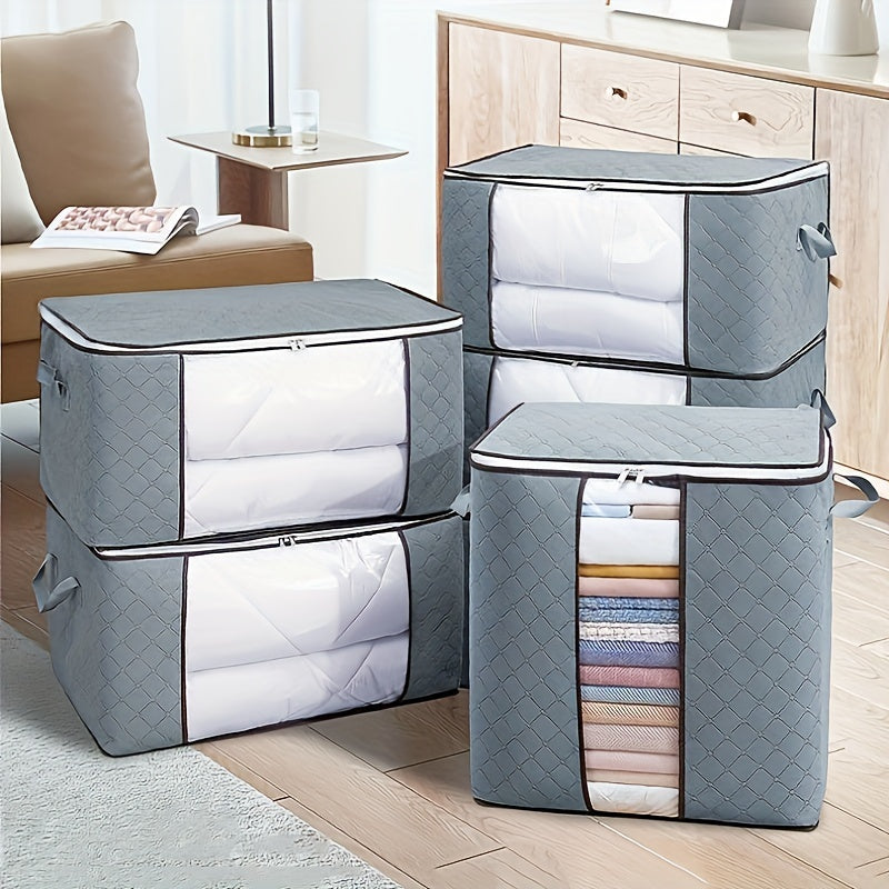 1pc Polyester Garment Storage Bag with Handles, Transparent Window, Large Capacity, for Clothes and Quilts, Wardrobe Closet Organizer, Space Saver for Home, Bedroom, Dorm