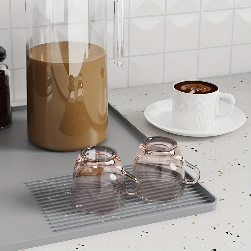Easy-Clean Silicone Coffee Bar Mat with Tamping Pad