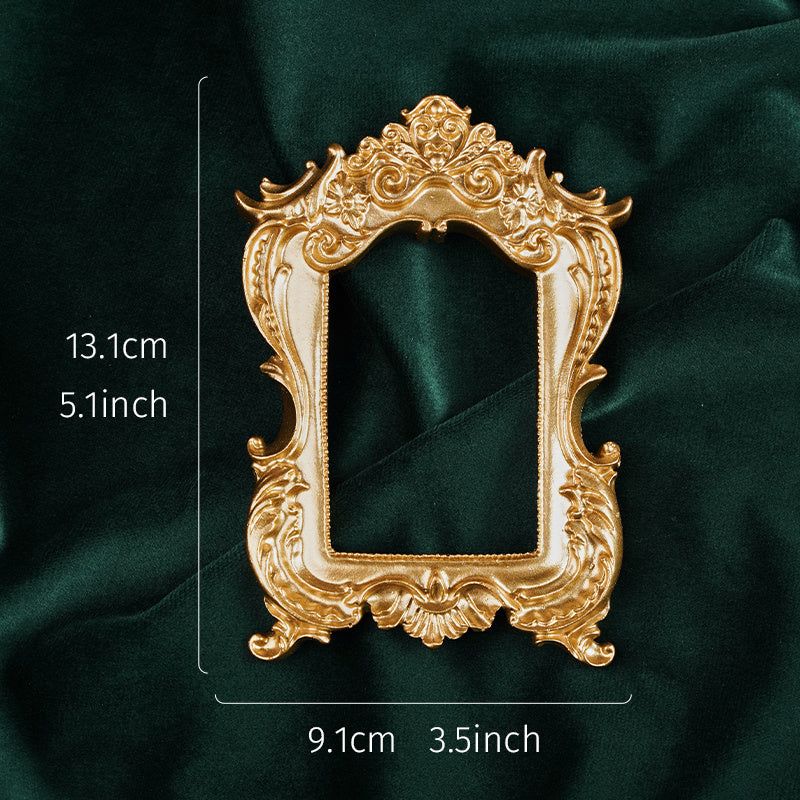[1pc Elegant Golden Photo Frame] 1pc, Vintage Golden Photo Frame - Elegant Home Decor and Jewelry Display for Desktop Photos