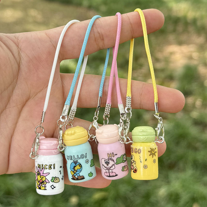 1pc Cute Cartoon Keychain with Playful Phrases - "Nice!", "Hello!", "Hi~", "Bingo!" - Colorful Plastic Charms for Keys, Bags, Water Bottles - DIY Accessory for Labubu Doll Fans, Cute Keychain Accessories, Playful Design, Durable Plastic