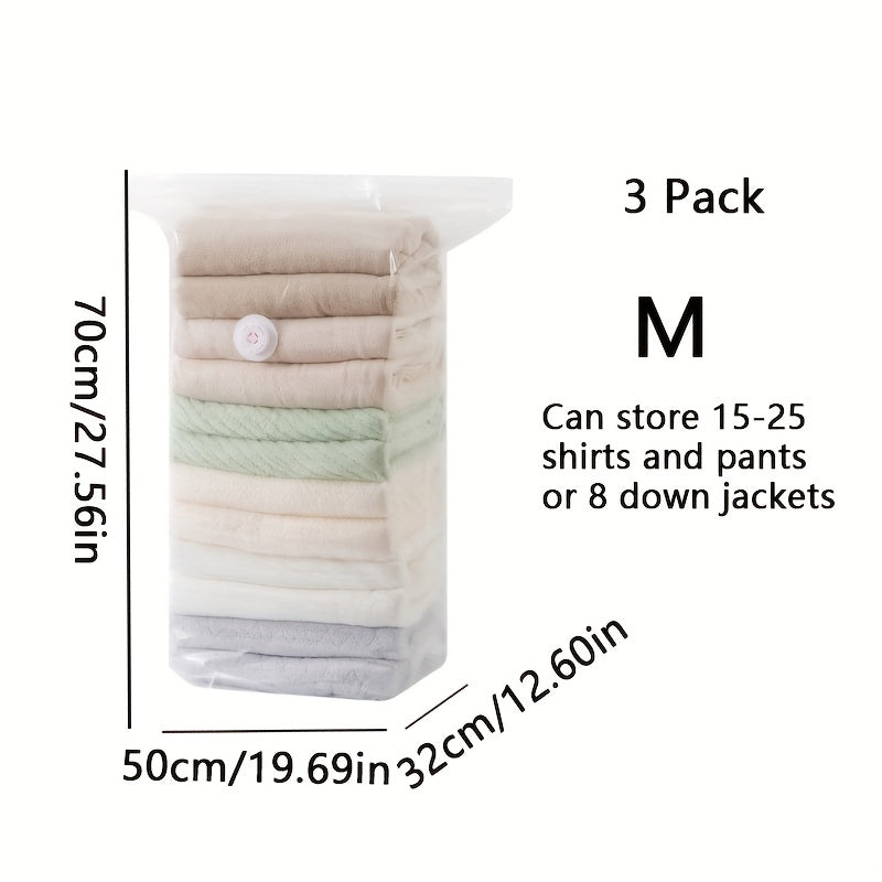 [3pcs Space Saver Storage Bags] 3pcs DYWMM Space Saver Vacuum Compression Storage Bags | 80% More Efficient for Quilts, Blankets, Bedding, Clothes, Pillows & More | Plastic, No Electricity Needed, Large Capacity Storage Solution, Clothes Organizer Storage
