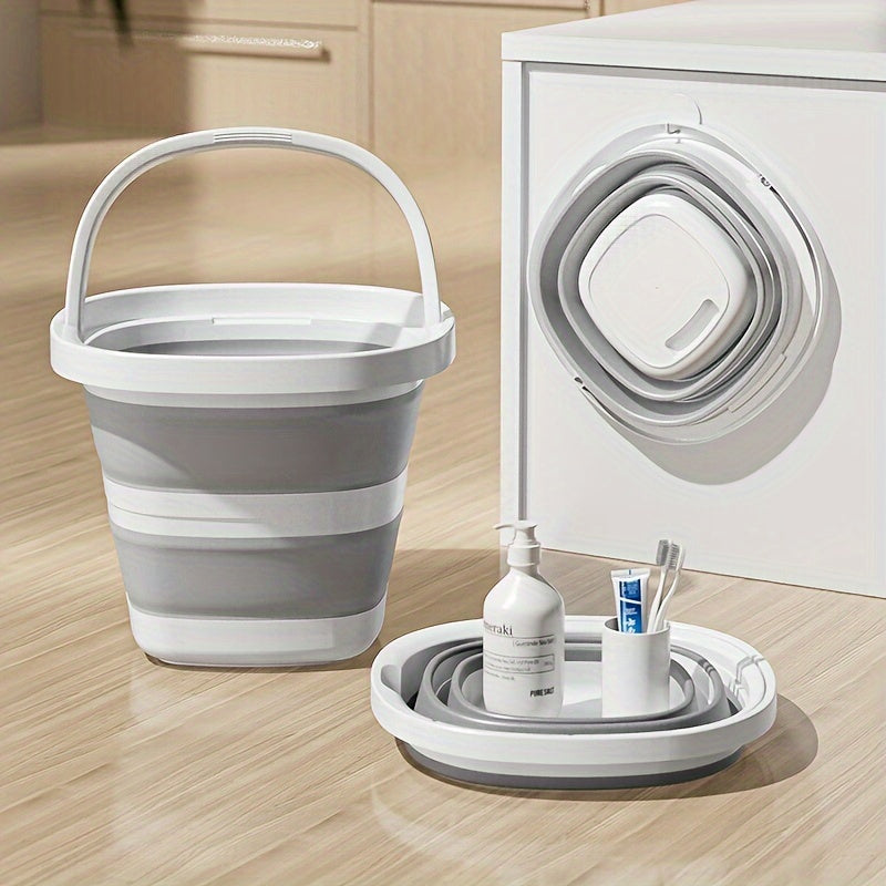 1pc Folding Bucket, Portable Plastic Bucket that Does Not Take Up Too Much Space When Folded, Portable Outdoor Car Fishing Bucket, Household Large Capacity Dirty Clothes Basket, Washing Bucket, Foot Soaking Bucket, Multifunctional Folding Bucket, Storage
