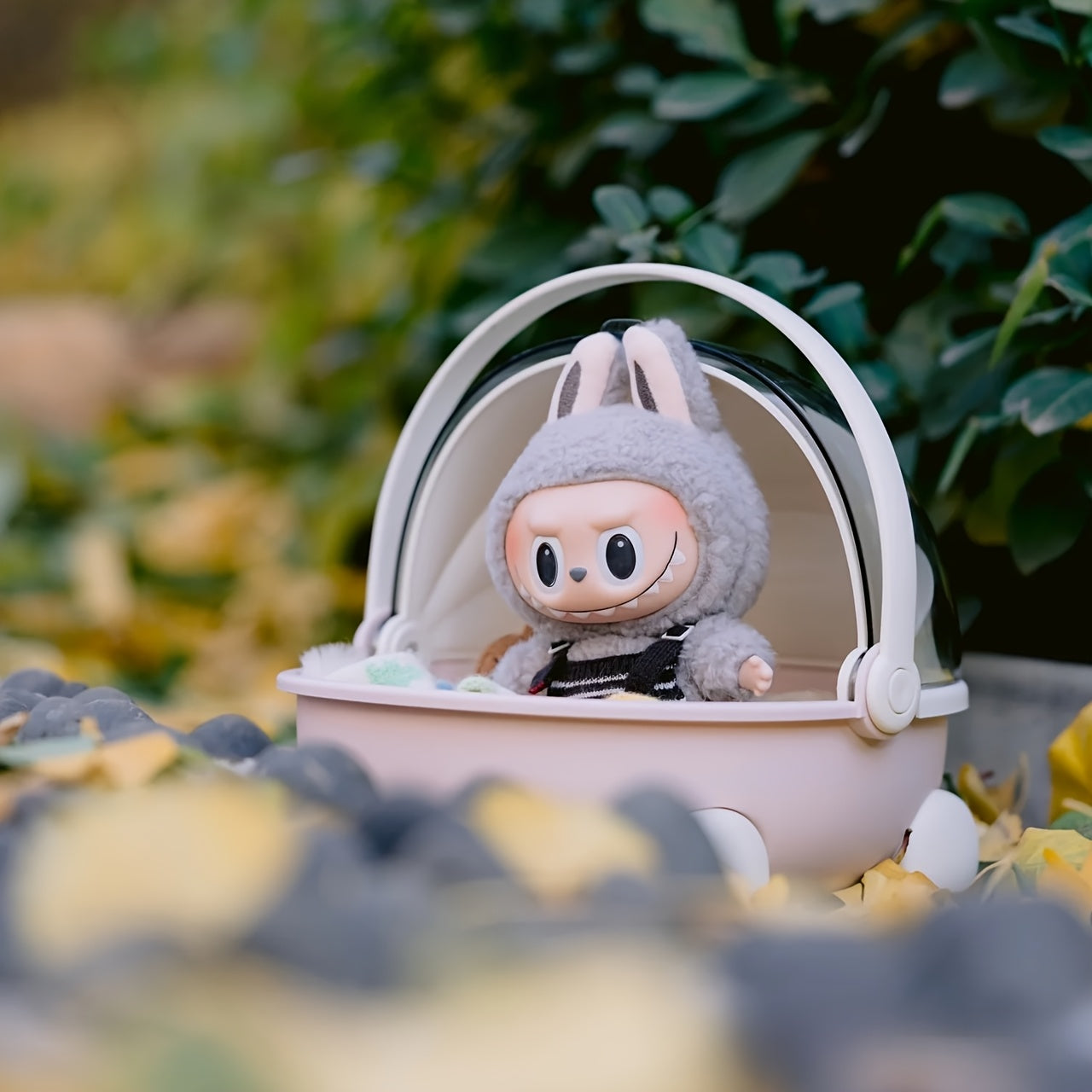Portable Circular Carry Cradle - Labubu-Compatible Breathable Mesh Sleep Pod with High Quality Design & Shoulder Strap for Collectible Dolls, Action Figures, Travel, Home Storage, Collectible Storage