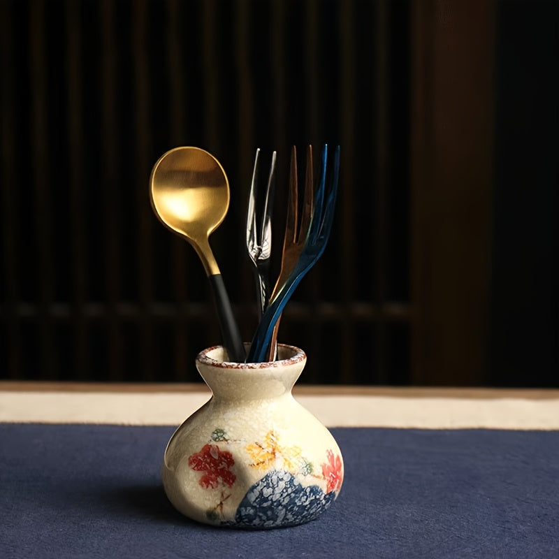 Retro Ceramic Toothpick Box with Glass Dome Cover & Wooden Base - Blue & White Fish Design, Golden Accents - Elegant Home Office Decor, Holiday Gift, Tabletop Decor, Classic Decor, Premium Materials, Decorative Storage, Vintage Lovers