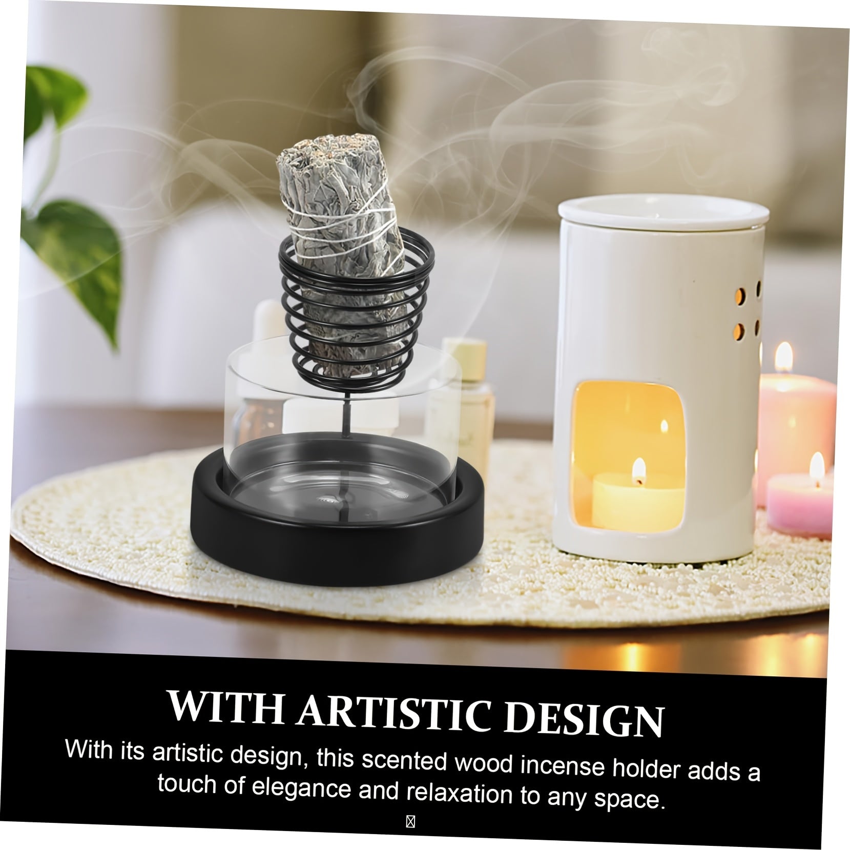 1pc Thick Base Metal Sage Incense Burner with Anti-Slip Pads