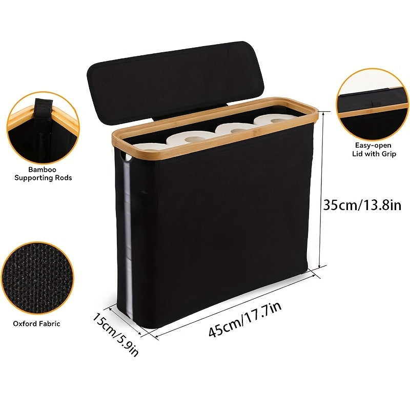 1pc Modern Bamboo Toilet Paper Storage Basket