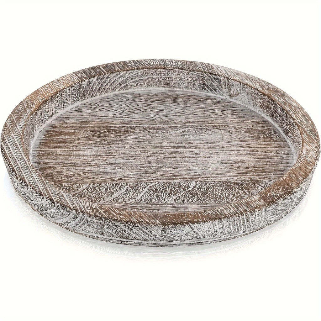 1pc Vintage Japanese-Style Round Dry Fruit Plate - White, Artificial Wood, 28.5cm, Perfect for Holidays like Christmas, Halloween, Easter, Thanksgiving, and Hanukkah, Festive Table Accessory | Vintage Design | Durable Tableware