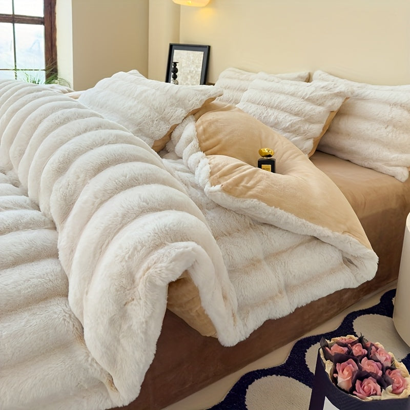 High-end soft striped multifunctional blanket