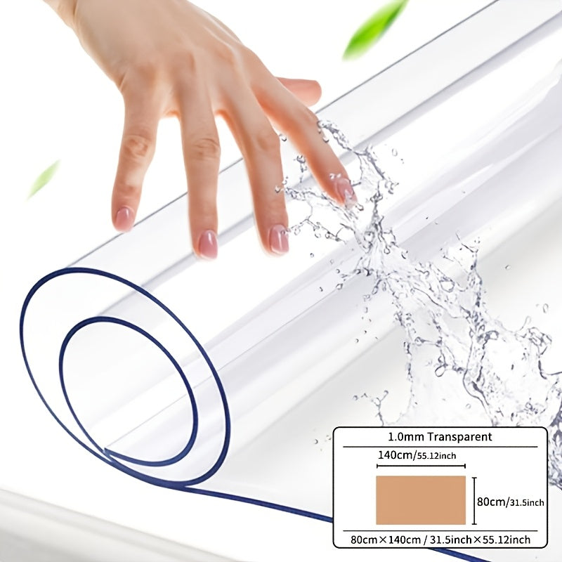 1pc Luxury Transparent Tablecloth - 1.0mm Thick PVC, Scratch & Heat Resistant, Protective Film for Dining & Coffee Tables - Ideal for Home, Office, Hotel Use - Elegant Square Design, Tablecloth
