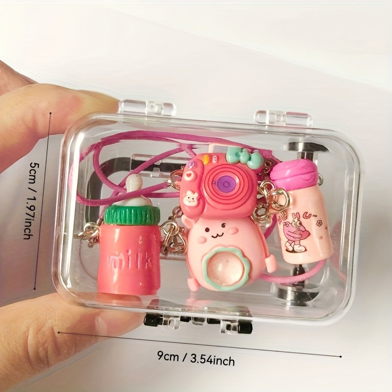 2pcs/4pcs BUBU Accessories. Mini Travel Suitcase Dollhouse Miniature Model Scene Props, OB11 Scene Decorations, Bubu Small Accessories Keychain Pendant Doll Ornament DIY Decoration Bottle Thermos Camera Bag Mini Figure Hanging Gifts for Festivals