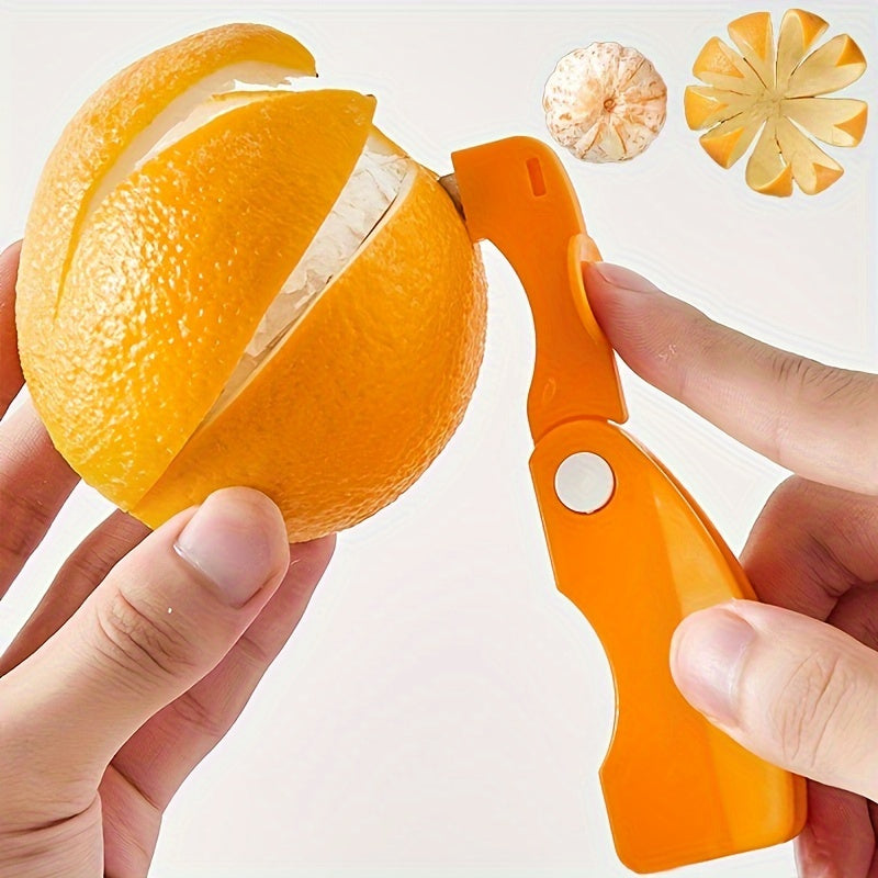 1/2pcs, Orange Peeler, Plastic Orange Peeler, Simple Lemon Peeler, Grapefruit Peeler, Creative Cutter, Orange Peeler Tool with Folding Handle, Fruit Peeler, Vegetable And Fruit Tools, Kitchen Gadgets, Peeler for Oranges