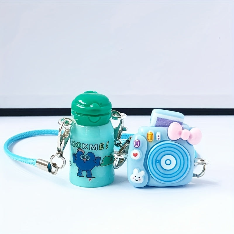 2pcs/4pcs BUBU Accessories. Mini Travel Suitcase Dollhouse Miniature Model Scene Props, OB11 Scene Decorations, Bubu Small Accessories Keychain Pendant Doll Ornament DIY Decoration Bottle Thermos Camera Bag Mini Figure Hanging Gifts for Festivals