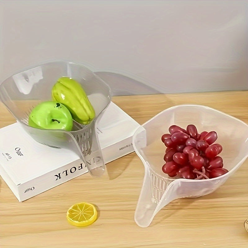 High-Quality, Versatile Kitchen Drain Basket - Multifunctional Plastic Strainer with Funnel for Vegetables, Pasta, Fruit & Salad - Perfect for BBQs & Outdoor Cooking