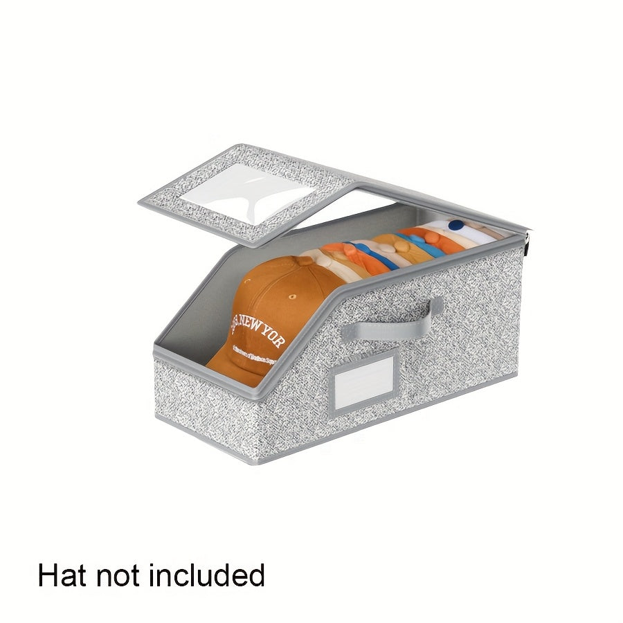 Extra Large Stackable Baseball Cap Storage Box - Dustproof Fabric Organizer with Zipper for Hats, Clothes, Dolls - Versatile and Foldable, Hat Storage Box | Stackable Box | Fabric Bo