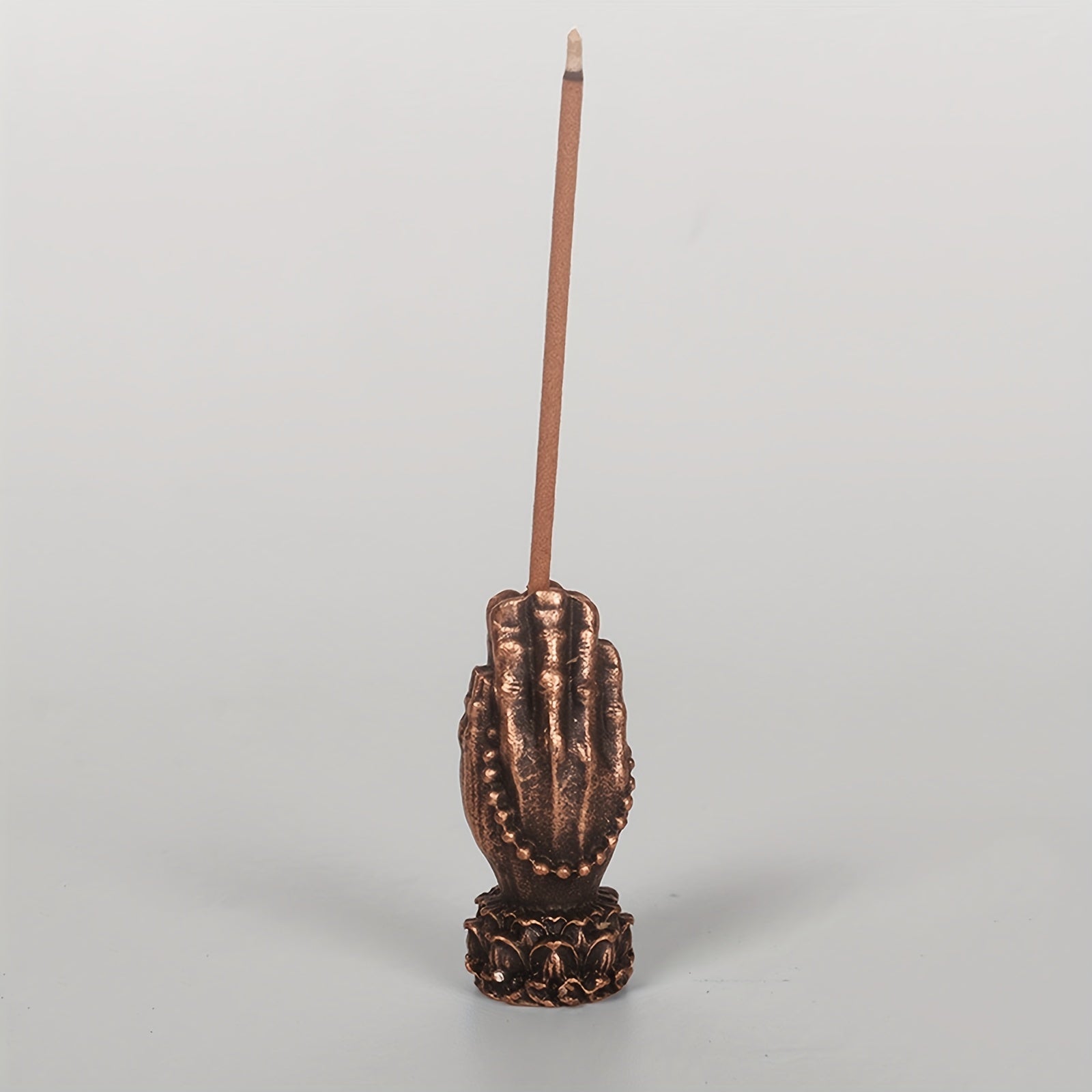 1PC Red Copper Guanyin Buddha Hand Palm Together Alloy Incense Holder Incense Seat, Home Decor, Meditation Relax Yoga Room, Office Home Study Deodorant Incense Burner, Room Decor, Suitable For Camping, Garden, Patio, Classic Candlelight Dinner Props