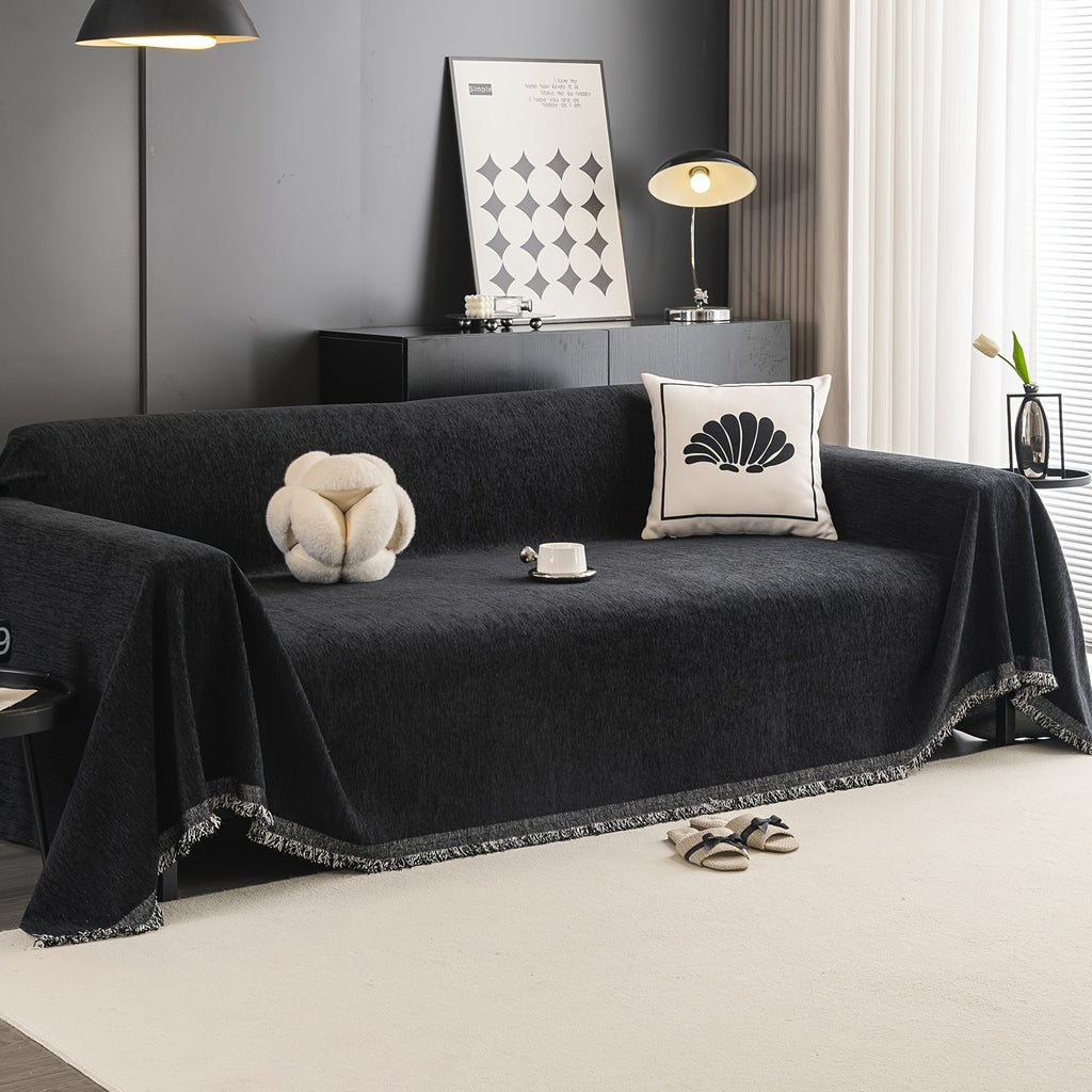 1pc Pet-Friendly Sofa Cover - Washable, Modern Gray Chenille Slipcover for 3-4 Cushion Sofas, Sectional Couch Protector for Living Room Furniture, Petfriendly Design, Sofa Protection Cover