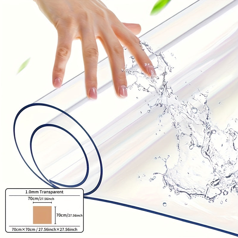1pc Luxury Transparent Tablecloth - 1.0mm Thick PVC, Scratch & Heat Resistant, Protective Film for Dining & Coffee Tables - Ideal for Home, Office, Hotel Use - Elegant Square Design, Tablecloth