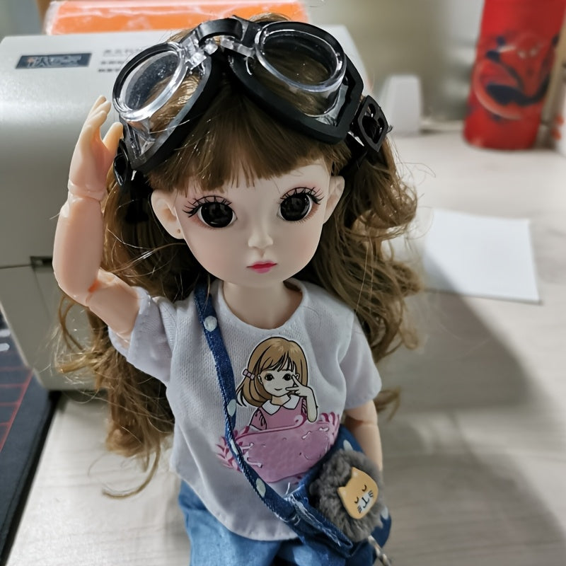 Pilot goggles, diving goggles, for Labubu， Doll clothing accessories, glasses accessories, head diameter 5-9cm universal for dolls, doll house mini glasses (10cm, 15cm, 17cm, 20cm doll glasses)
