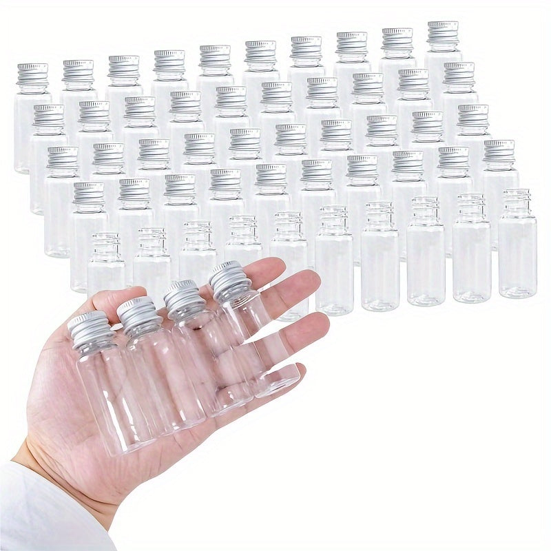 20pcs Mini Plastic Bottles with Aluminum Screw Caps - Shatterproof & Airtight, 5/10/20ml Sizes - Perfect for Beads, Decorations, DIY, Sample Jars, Compact Storage & Travel - Durable & Versatile