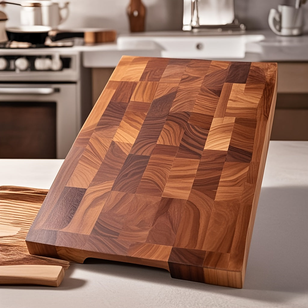 1pc Premium Acacia Wood Cutting Board - Double-Sided, Durable & Hygienic Kitchen Essential for Meat, Cheese, Bread, Vegetables & Fruits - Rustic Design with Natural Wood Grain, Perfect for Home & Professional Use, Food Preparation | Stylish Chopping Board
