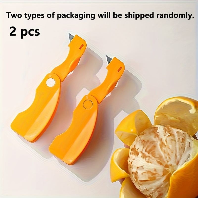 1/2pcs, Orange Peeler, Plastic Orange Peeler, Simple Lemon Peeler, Grapefruit Peeler, Creative Cutter, Orange Peeler Tool with Folding Handle, Fruit Peeler, Vegetable And Fruit Tools, Kitchen Gadgets, Peeler for Oranges