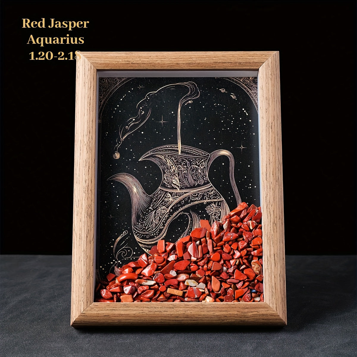 1pc Natural Crushed Stone Zodiac Signs Photo Frame Crystal Crafts for Home Decoration Home Desktop Decoration Housewarming Birthday Christmas Gift