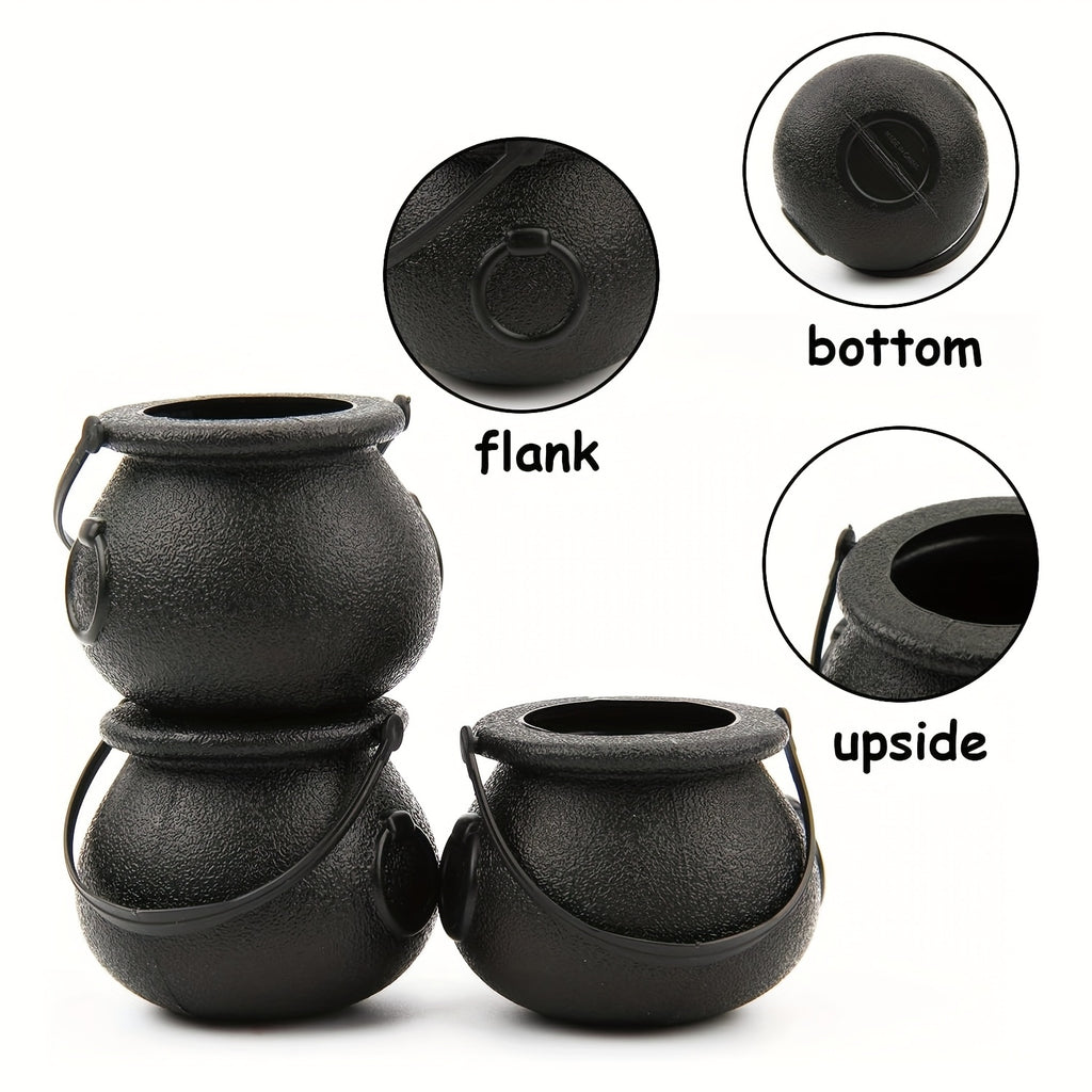 6pcs Mini Cauldron Kettles, Novelty Kettles, Halloween Black Cauldrons Holder, Witches Cauldron, Cauldron Pot Party Favors-(non-food contact)