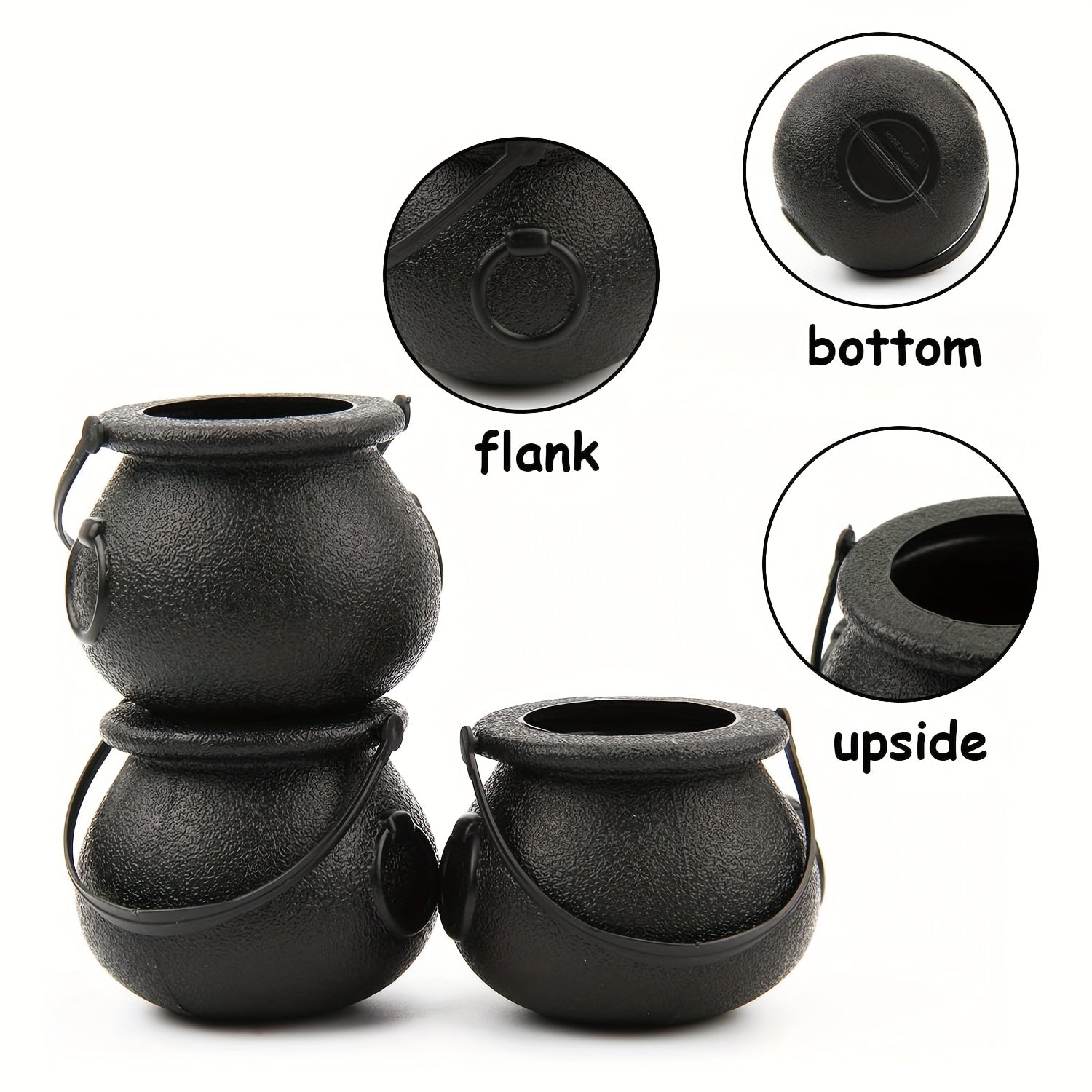 6pcs Mini Cauldron Kettles, Novelty Kettles, Halloween Black Cauldrons Holder, Witches Cauldron, Cauldron Pot Party Favors-(non-food contact)