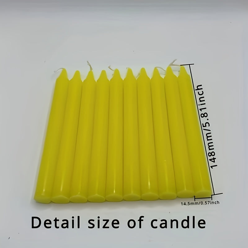 10 Fragranceless Straight Candles - Household Lighting Candles, Smokeless Romantic Wedding Long Pole Candles, High-End Wax Candles for Dining Tables, Restaurants, Gatherings, Easter, Day, and Valentine's Day