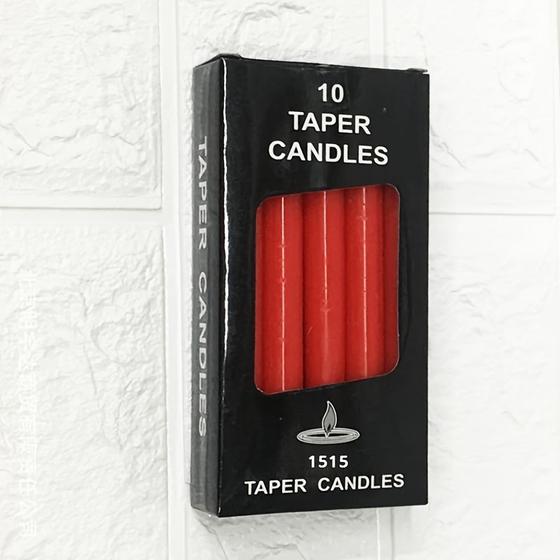 10 Fragranceless Straight Candles - Household Lighting Candles, Smokeless Romantic Wedding Long Pole Candles, High-End Wax Candles for Dining Tables, Restaurants, Gatherings, Easter, Day, and Valentine's Day