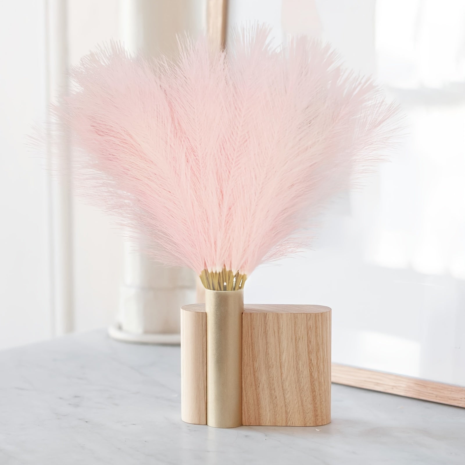 Pink Faux 21" 10pcs Bloomings Pampas Grass - Polyester Artificial Branches Vase Filler - No Electricity or Battery Needed for Home Wedding Boho Decor, Christmas Decoration