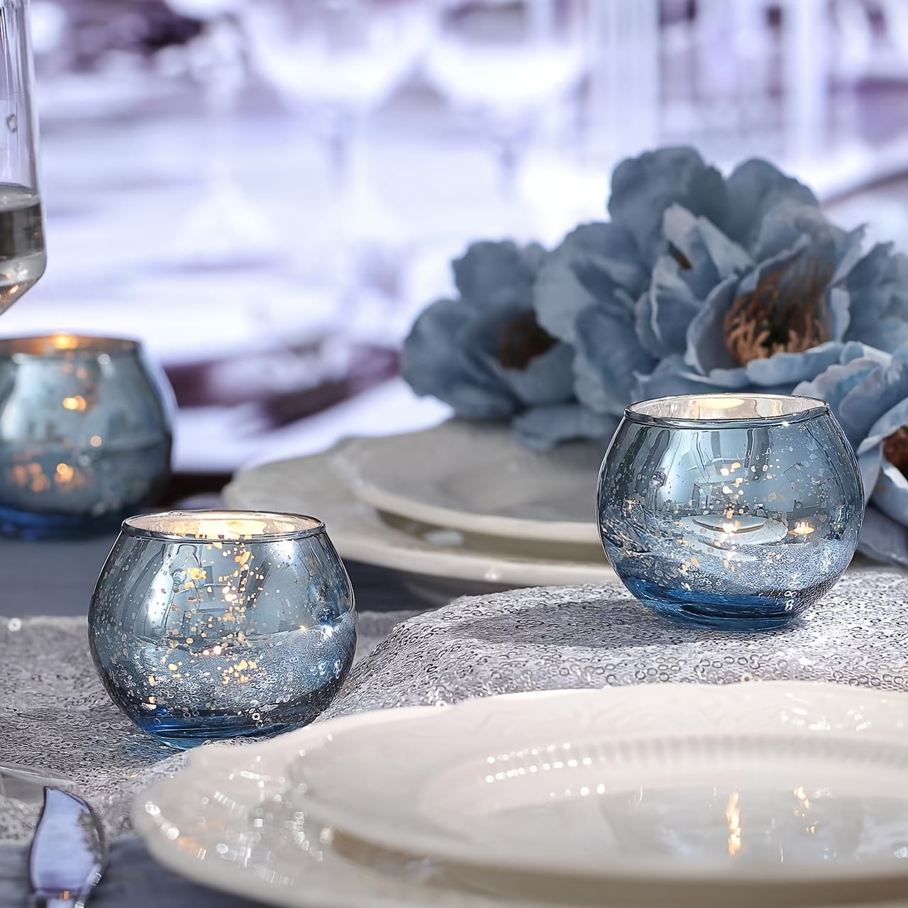 A Set Of 6 Or 12 Transparent Wish Candle Holders For Table Centerpieces, Round Glass Tea Light Holders For Wedding Decorations And Home Decor.
