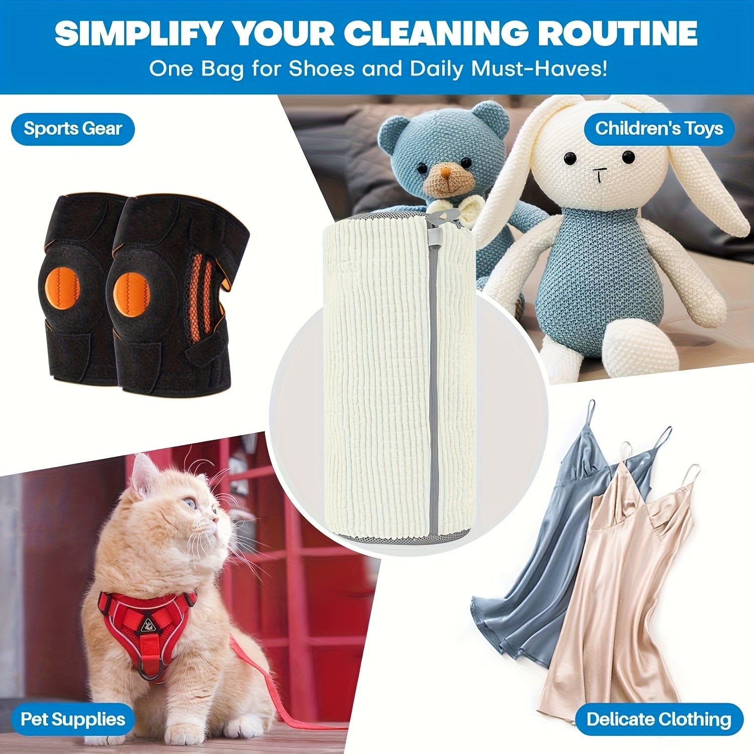 360° Deep Cleaning Shoe Washing Machine Bag: Washing Machine and Dryer Laundry Shoe Bag - Reusable Shoe Cleaning Bag, Suitable for Sports Shoes and Tennis Shoes, Stain-Free Cleaning Set, Size 39cm*19cm Fits Most Shoe Sizes and Types, Durable Invisible Zip