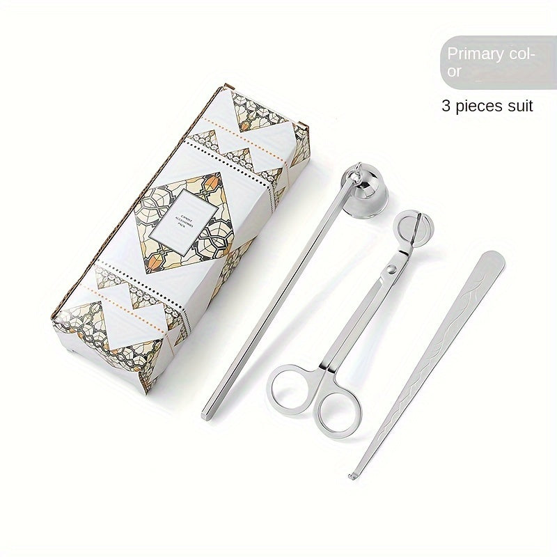 3/4pcs Small Aromatherapy Candle Tool Set, Candle Snuffer Tool Set, Stainless Steel Candle Scissors, Wick Trimmer, Candle Extinguisher Cover, Candle Wick Hook, Candle Accessories