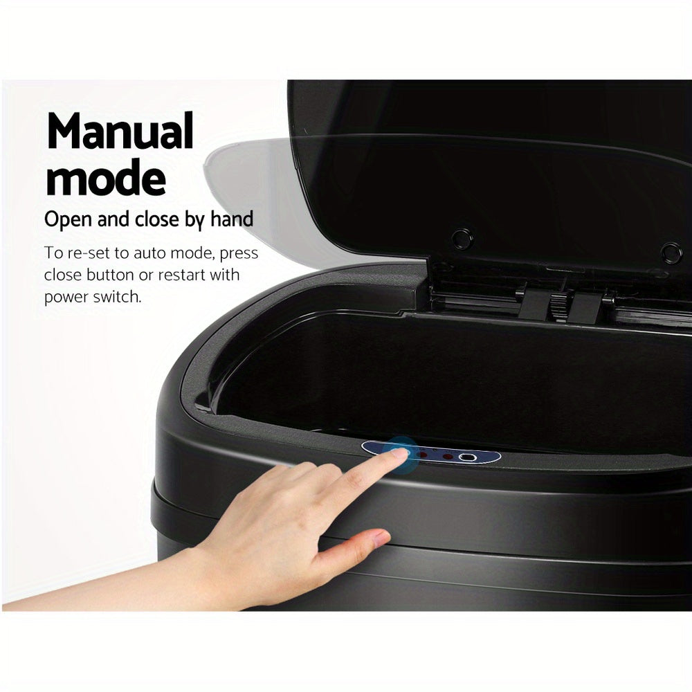Devanti 68L Motion Sensor Trash Can - Large Capacity Automatic Garbage Bin with Quiet Operation, Fingerprint-Resistant Steel, and Bag Holder for Kitchen, Black (AA Battery Powered)