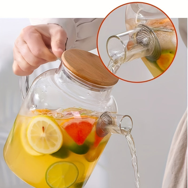 Large Capacity Borosilicate Glass Teapot with Infuser - High Temperature Resistant, Transparent, Ideal for Steamed Juice & Iced Tea - Essential Home Kitchenware for Holidays like Halloween, Christmas, Easter, Thanksgiving, Halloween Tableware|Stylish Glas