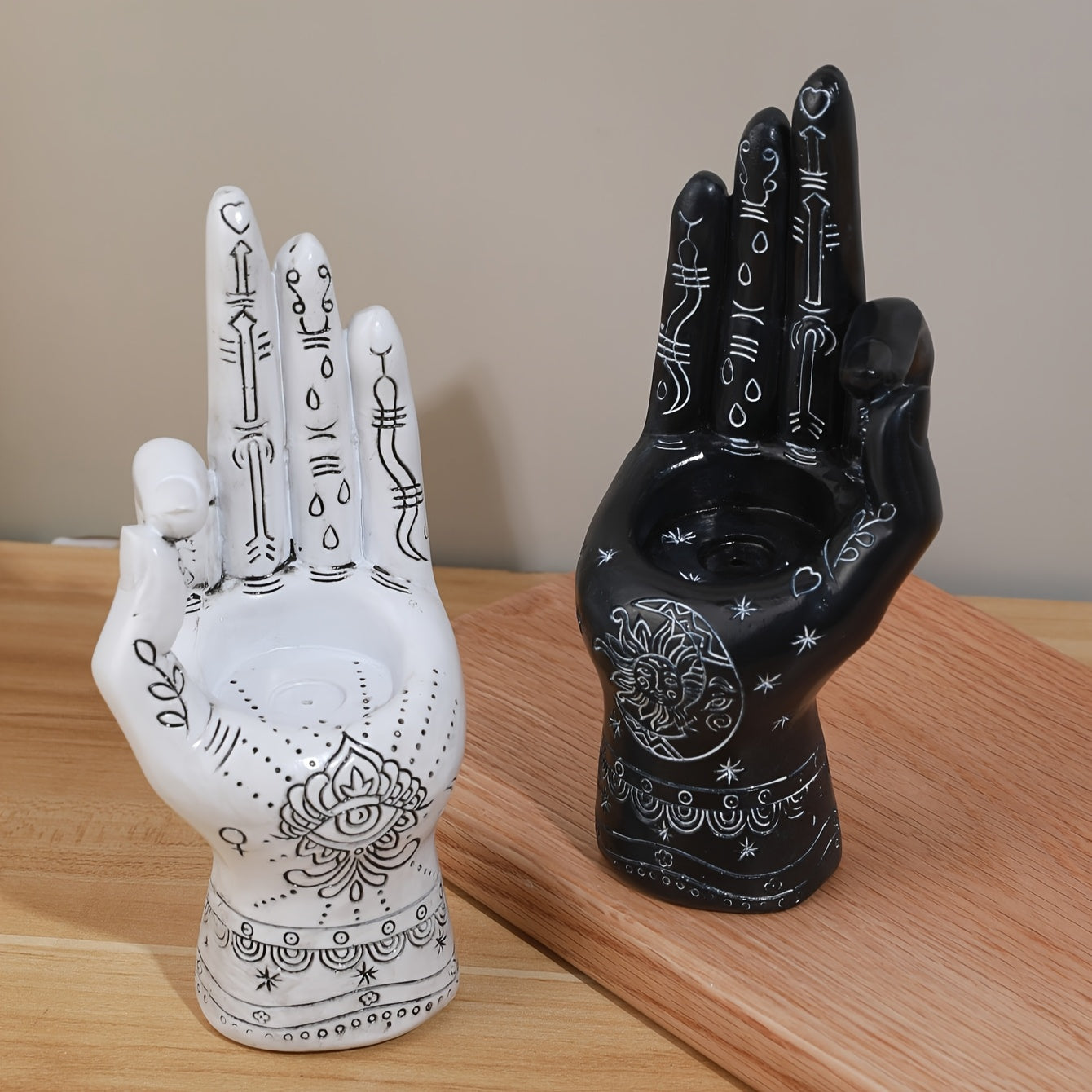 Pair of Handcrafted Resin Incense Holders