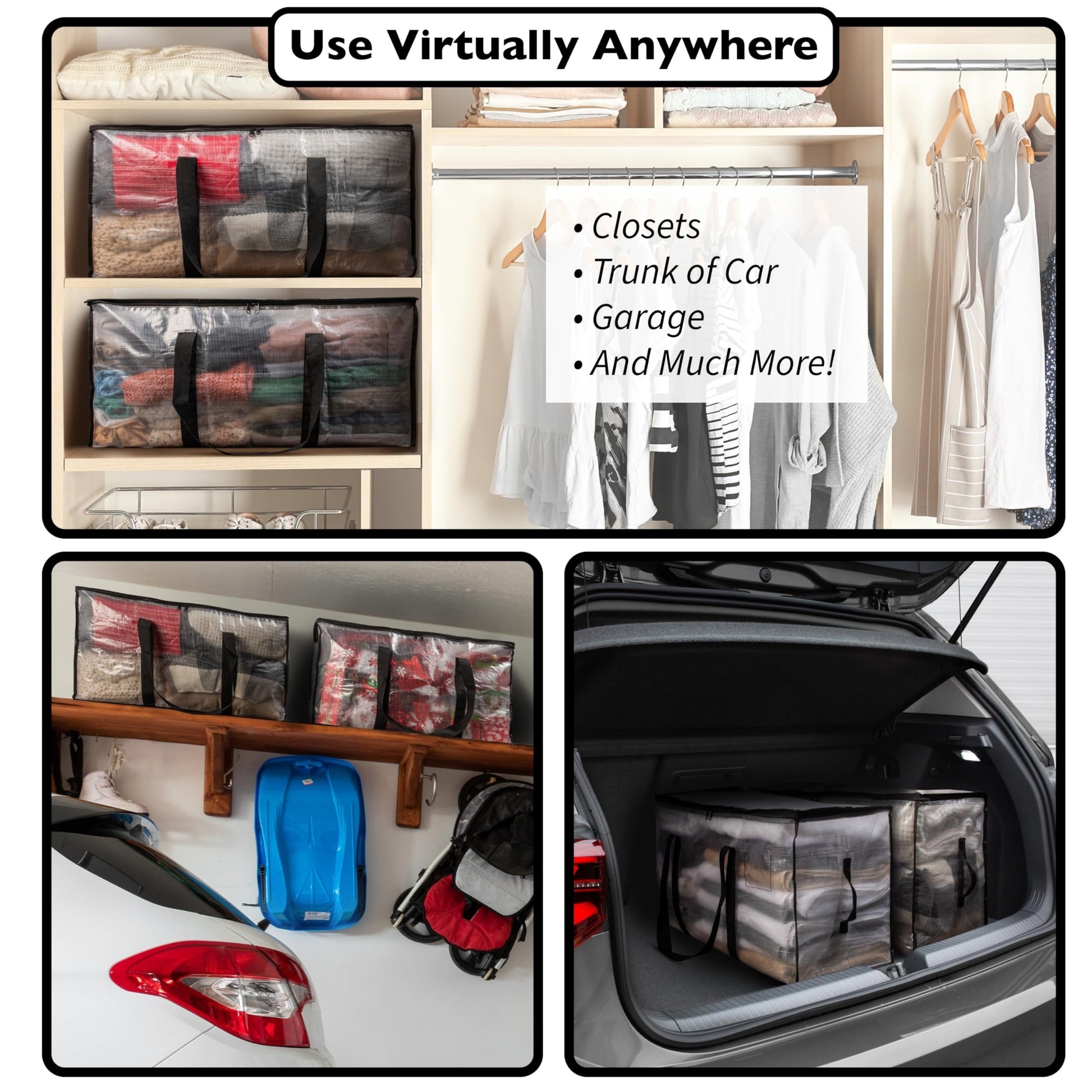 6pcs Extra Large Moving & Storage Bags with Zippers and Handles - Heavy-Duty, Multi-Purpose Packing Cubes for Dorms, Christmas Decorations & More