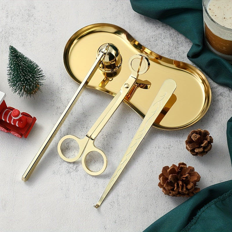 3/4pcs Small Aromatherapy Candle Tool Set, Candle Snuffer Tool Set, Stainless Steel Candle Scissors, Wick Trimmer, Candle Extinguisher Cover, Candle Wick Hook, Candle Accessories