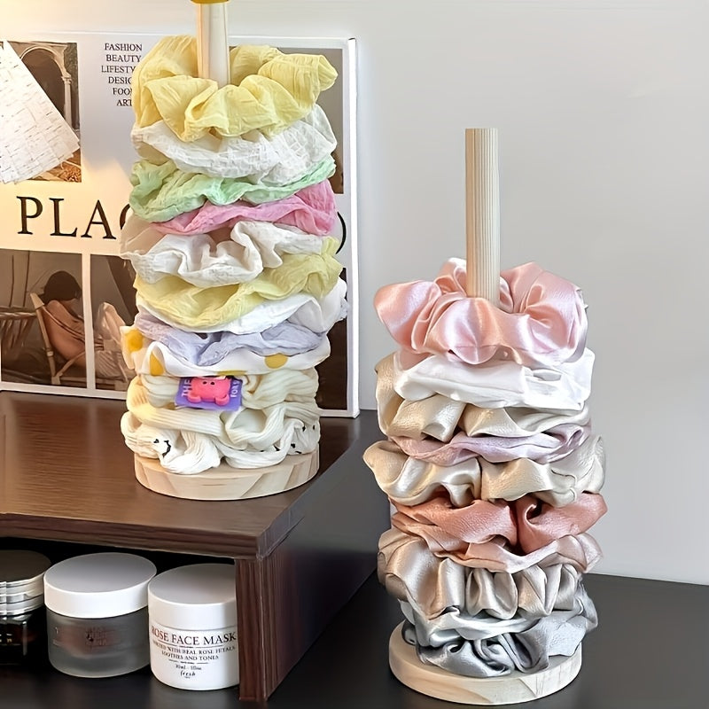 Chic Solid Wood Hair Accessory Organizer - Vintage Style Storage Rack for Hair Ties, Clips & Jewelry Display, Hair Accessories Storage Box